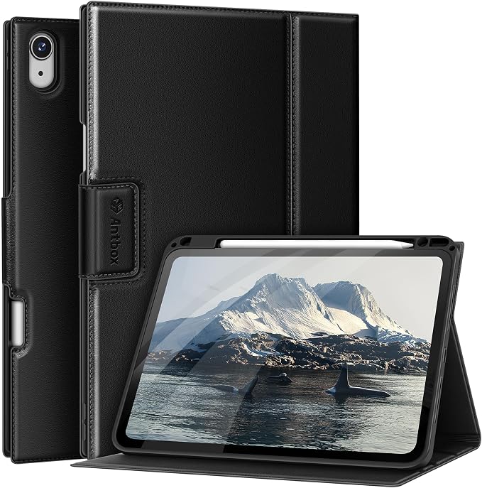 Antbox Case for iPad Air 11-inch M4/M3/M2 (2026/2025/2024) iPad Air 5th/4th Generation 10.9'' Vegan Leather with Pencil Holder Typing Angle Auto Sleep/Wake Muti-Stand