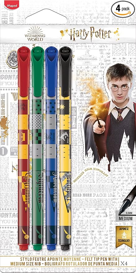 Maped - Harry Potter fineliner - medium 0.8 mm - x4 fineliner - red/green/blue/yellow, 749600, multi-coloured