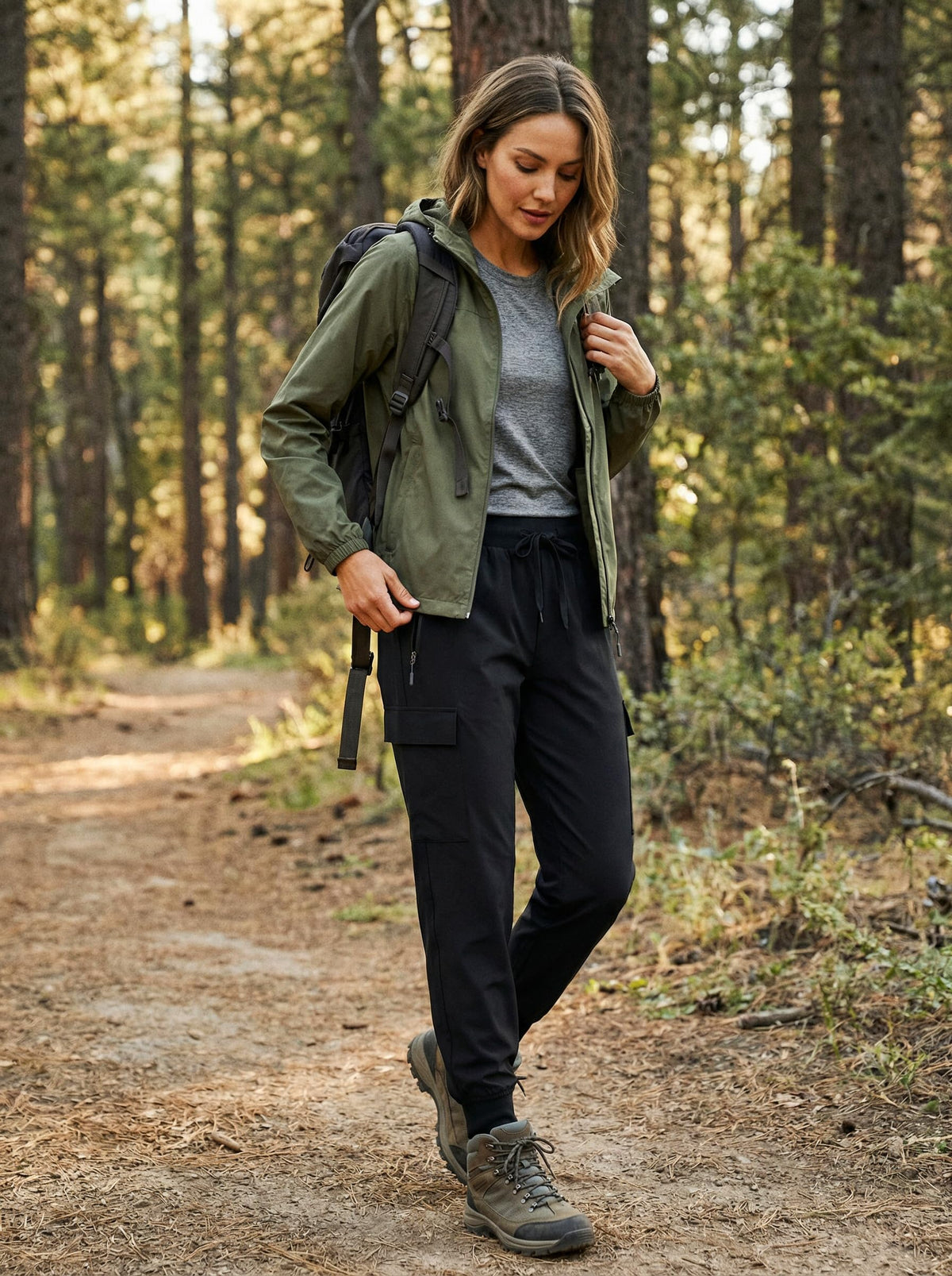 Libin Women's Cargo Joggers Lightweight Quick Dry Hiking Pants Athletic Lounge Casual Travel, Black XXXL