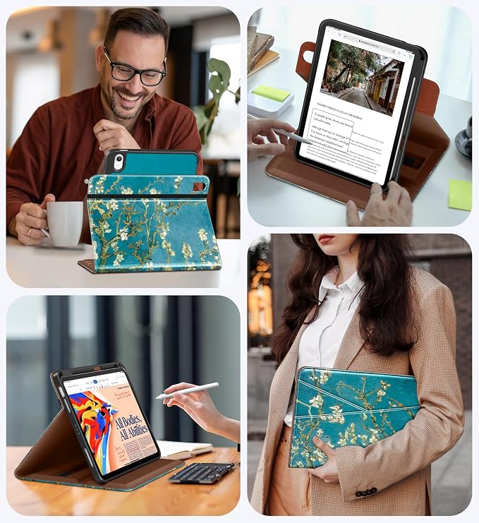DTTO for iPad Air 11 inch Case M4/M3/M2 (2026/2025/2024) Black | 360 Degree Rotating Premium Faux Leather Folio Stand Cover with Pencil Holder Auto Sleep/Wake Multiple Angles Hand Strap