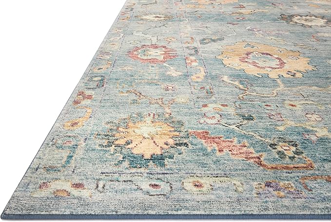 Loloi Margot Collection MAT-06 Denim/Multi 2'-6" x 9'-6" Runner Rug feat. CloudPile, No-Shed Easy Clean Large Patterned Area Rug for Living Room, Bedroom, Dining Area