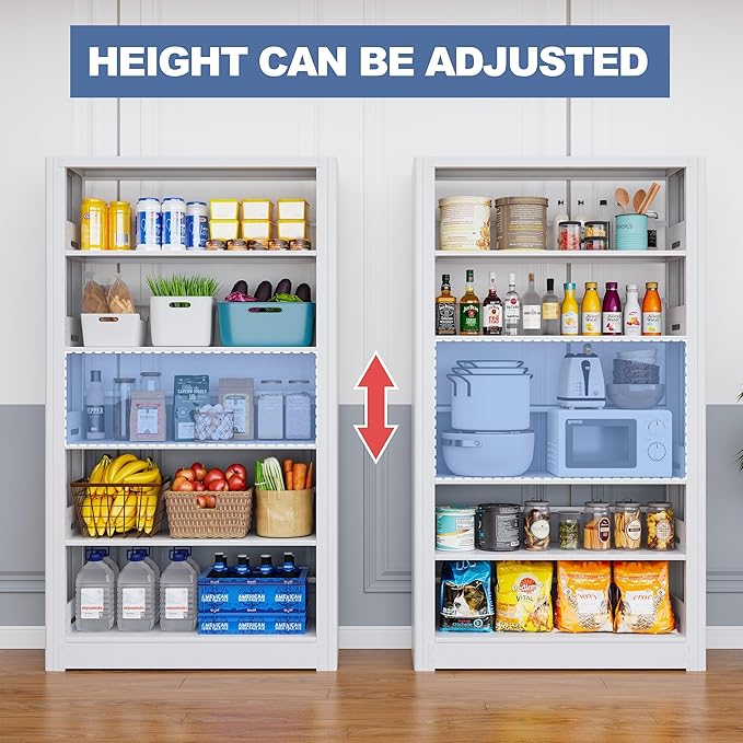 Heavy Duty 5-Tier Metal Bookshelf, Industrial Wide Book Shelf with Adjustable Shelves, 280lbs Shelf Capacity, Large Office Bookcase, Display Book Organizer for Living Room Bedroom Library -2Pcs, White