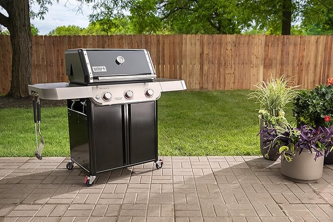 Weber Genesis E-315 Natural Gas Grill for Outdoor Cooking, 3 Burners, Black