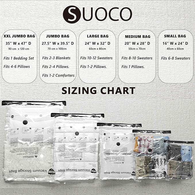Vacuum Storage Bags, Compression Packing Space Saver Seal Bags for Clothing Bedding Comforters Blankets Pillows, 36 Combo