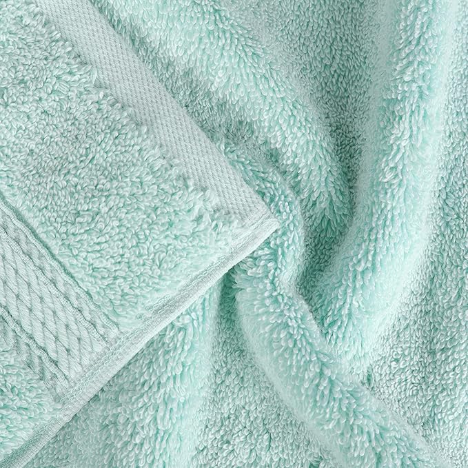 Superior Egyptian Cotton Pile Bath Sheet Set of 2, Ultra Soft Luxury Towels, Thick Plush Essentials, Absorbent Heavyweight, Guest Bath, Hotel, Spa, Home Bathroom, Shower Basics, Sea Foam