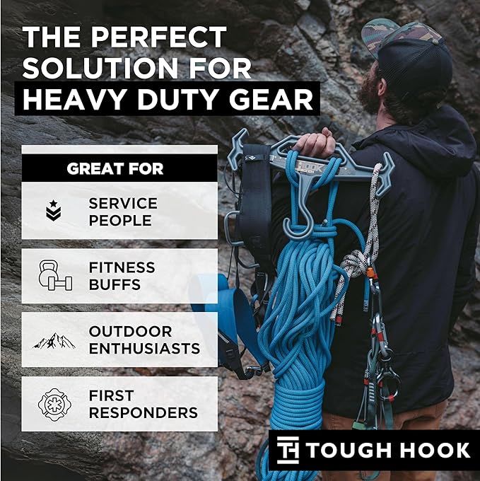 Tough Hook Original Heavy Duty Hangers – The Superhero of Hangers USA-Made, Anti-Slip ABS Resin Tactical Hanger for Police Gear, Scuba Gear & Dive BCD – DuraResin 200-lb Cap Wetsuit Hanger, 1 Red