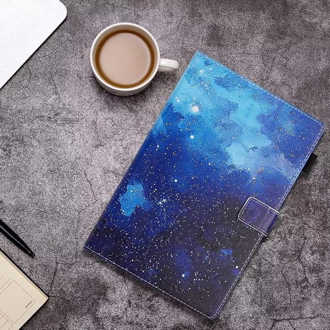 Universal Case for 10 Inch Tablet Multi-Angle Viewing Stand Case for 9.5-10.5 Inch Tablet Premium PU Leather Folding Stand Cover with Pen Holder &amp Multiple Angles Stand - Beach