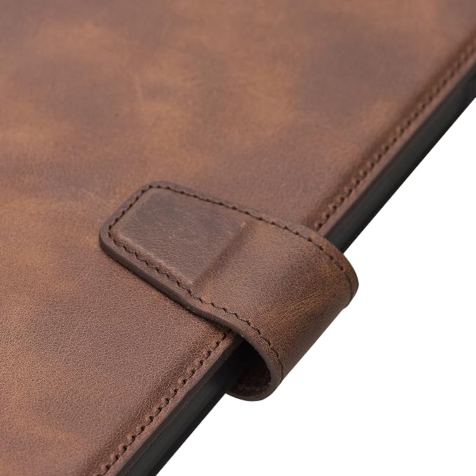 Genuine Leather Handmade iPad 10.2 Magnetic Closure Case with Separeted Compartments and Card Slots for Women &amp Men (8th Gen 2020) (7th Gen 2019) (Black)