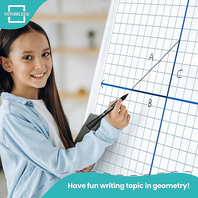 Scribbledo Jumbo Magnetic Coordinate Plane 27" x 27" White Board Dry Erase Graph Grid Board XY Coordinate Plane Grid Whiteboard Math Teacher Supplies