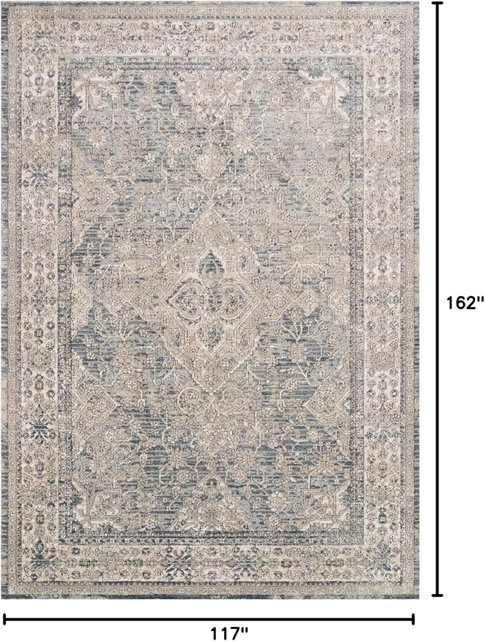 Loloi Teagan Collection TEA-04 Sky/Natural 9'-9" x 13'-6" Area Rug, Large, Soft Neutral Rug, High-Traffic for Living Room, Bedroom, Home Office, Dining Area