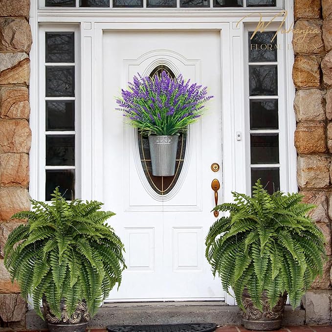 Silky Artificial Boston Fern Bush,48IN Fake Fern Large Hanging Plant That Look Real for Outdoors Home Decor,80Branches (Pack of 2)