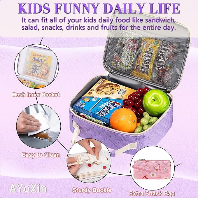Strawberry Lunch Bag for Girls with Aesthetic Reusable Snack Bag Small Lunch Box Cute Pequeña Lonchera Toddler Lunch Pail