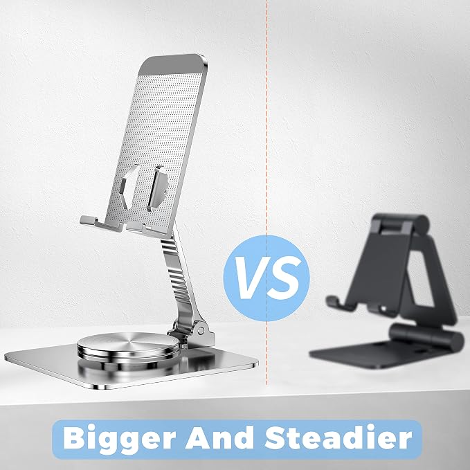 360 Rotatable Foldable Phone Stand for DeskFully Adjustable Desktop Phone Holder Cradle Dock Compatible with iPhone 17 16 15 14 13 12 11 Pro MaxTabletsAll Phones(Black)