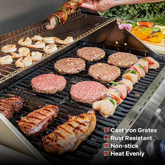 Monument Grills Larger 4-Burner Propane Gas Grills Stainless Steel with Rotisserie Kit(2 Items)