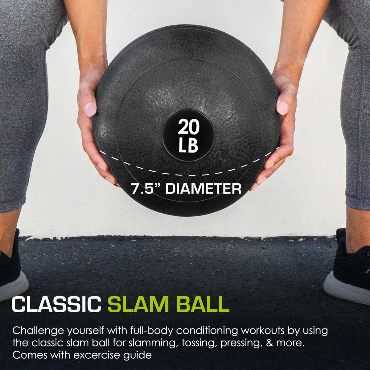 ProsourceFit Slam Medicine Ball, Classic Dead Weight Balls for Strength and Conditioning Exercises, Cardio and Core Workouts, 20lb, Black