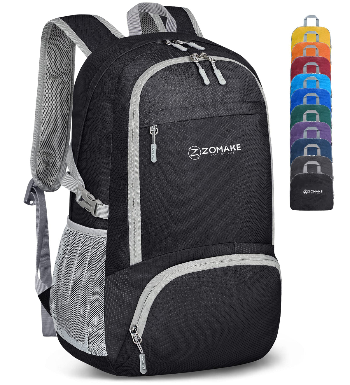 ZOMAKE Lightweight Packable Backpack 30L, Foldable Hiking Backpacks Water Resistant Compact Folding Daypack for Travel(Black)