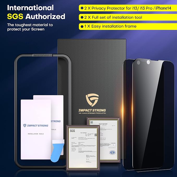 ImpactStrong Anti-Spy Privacy Screen Protector for iPhone 11 / iPhone XR (6.1-Inch) 9H Tempered Glass Shatter-Resistant Anti-Scratch Easy Install Kit Case Friendly 2-Pack