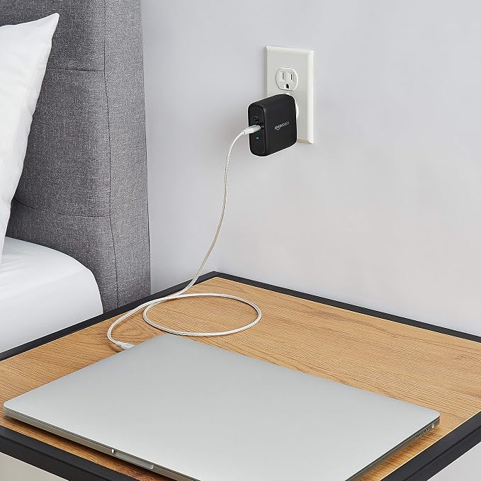 Amazon Basics 68W Two-Port GaN Wall Charger with 1 USB-C (60W) &amp 1 USB-A Ports (18W) with PD for Laptops Tablets &amp Phones (iPhone 16/15/14/13/12/11/X iPad MacPro Samsung More) Non-PPS B