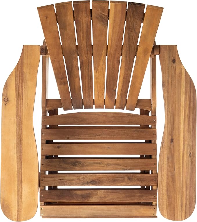 SAFAVIEH PAT6760A Outdoor Collection Merlin Natural Retractable Foot Rest Adirondack Chair