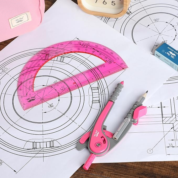Mr. Pen- Compass and Protractor Set, Math Compass for Geometry and Drawing