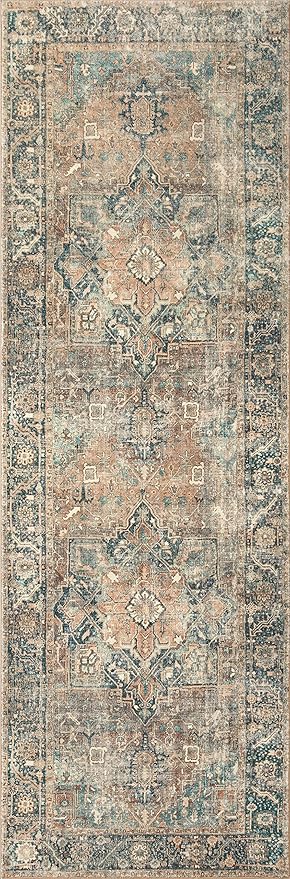 Loloi Margot Collection MAT-02 Terracotta/Lagoon 5'-0" x 7'-6" Area Rug feat. CloudPile, No-Shed Easy Clean Large Patterned Area Rug for Living Room, Bedroom, Dining Area