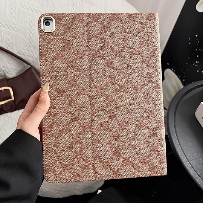 Brown Designer Leather case for iPad 11th Gen 11-inch (2025 A16) &amp iPad 10th Gen 10.9-inch (2022). Soft TPU Back Cover Built-in Pencil Holder Multi-Angle Stand and auto Sleep/Wake