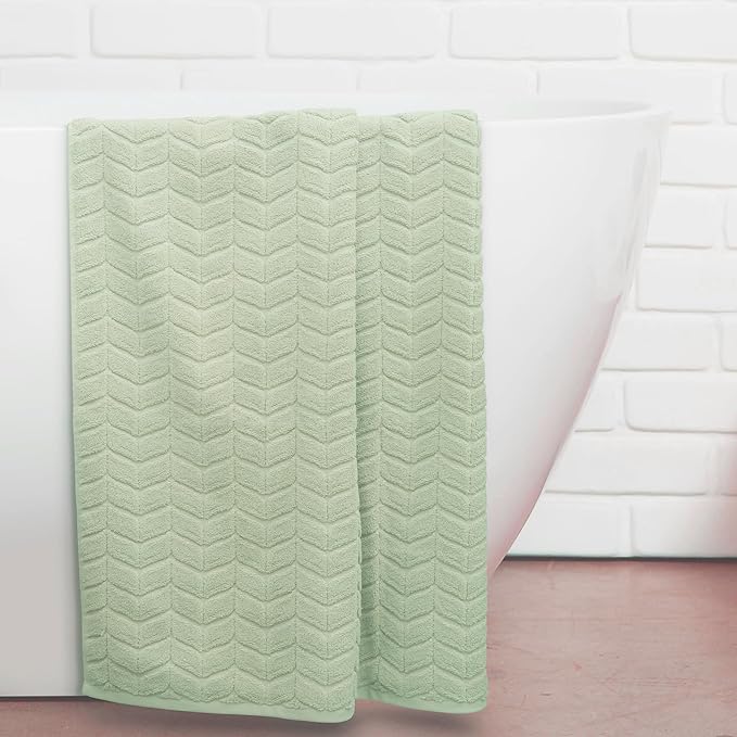 Ultra Soft & Stylish 700 GSM Luxury Bath Sheets | Pack of 2 | Extra Large 35x70 Inches | 100% Zero-Twist, Long-Staple Cotton | Remarkably Absorbent (Eucalyptus Green)