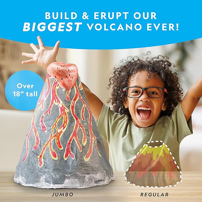 National Geographic Jumbo Volcano Science Kit - 18" Giant Volcano with Multiple Eruptions, Science Experiments, Science Fair Projects