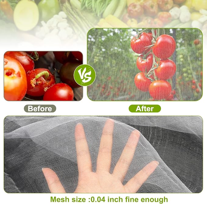 Garden Netting, 2 Pack 5x10Ft Ultra Fine Mesh Netting Pest Barrier Protection