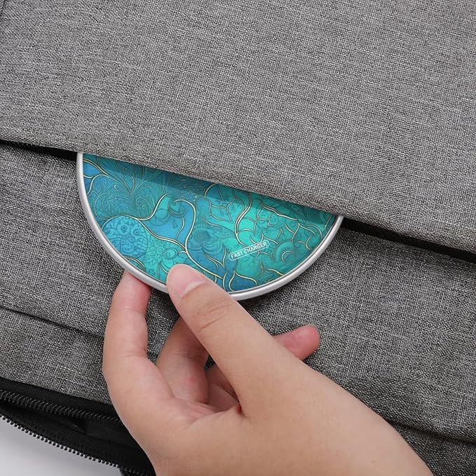 Turquoise Pattern Wireless Charger Aluminum Alloy Frame 10W Fast Charging Pad with Indicator Light 6mm Thin &amp Portable Wireless Charging Pad for Travel Home Office Desk