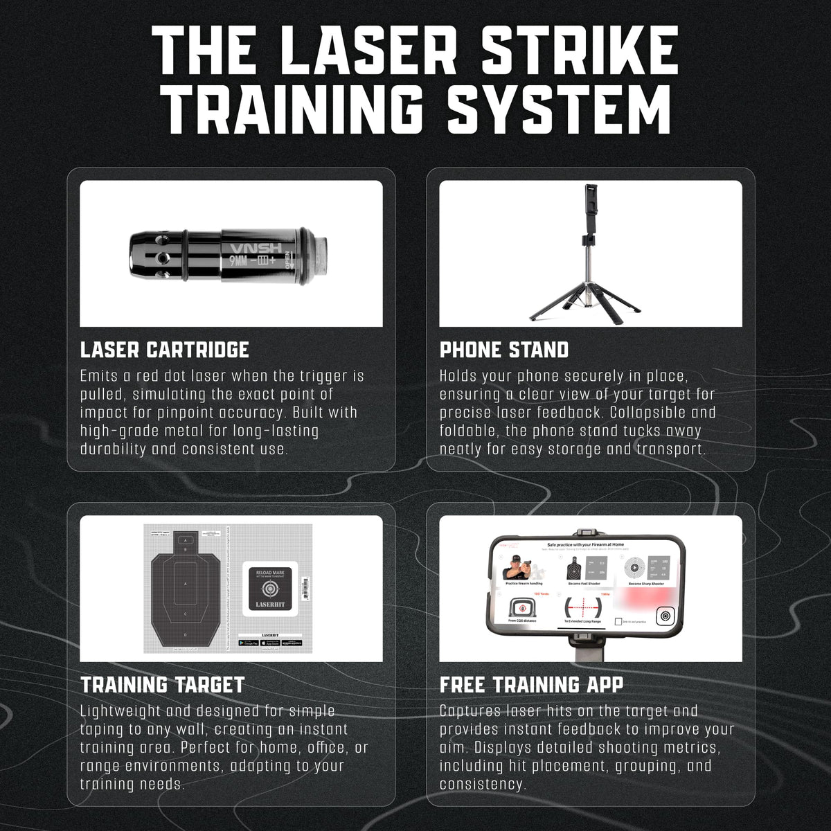 VNSH - Laser Strike Training System | Dry Fire Laser Training | Laser Training Cartridge | High Accuracy | Most Professional | 5 Yards to 100 Yards Range | Caliber Compatibility (.380 ACP)