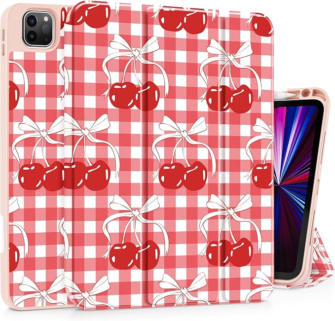 May Chen Case for iPad Pro 11 inch (4th 3rd 2nd &amp 1st Gen) 2022 2021 2020 2018 Trifold Stand + Pencil Holder + Auto Wake/Sleep + Soft TPU Protective Stand Back Cover Abstract Floral