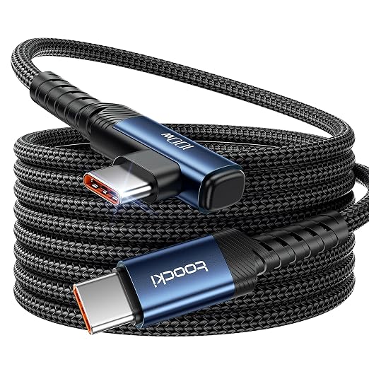 toocki USB C Cable 10ft 2Pack 100W Right Angle Fast Charging Cord Blue | Nylon Braided USB 2.0 Cable for iPhone 17 16 15 Pro Plus Pro Max Air iPad Pro Galaxy S25 S24 Switch MacBook Pro Pixel