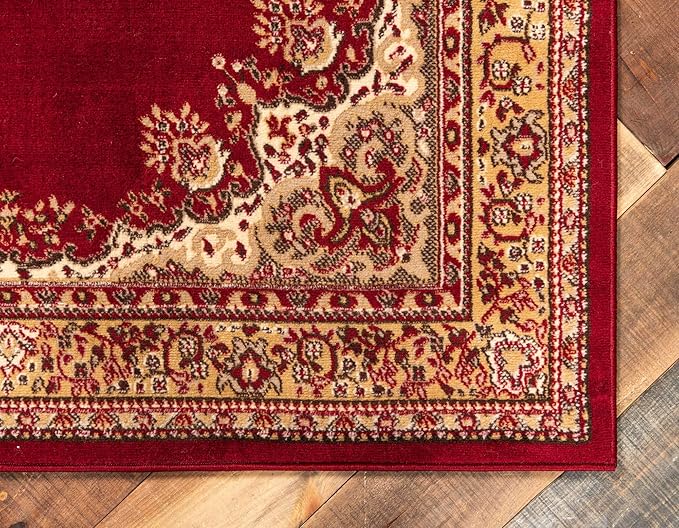 Unique Loom Reza Collection Traditional Persian Style Area Rug, Rectangular 7' 1" x 10' 0", Burgundy/Ivory