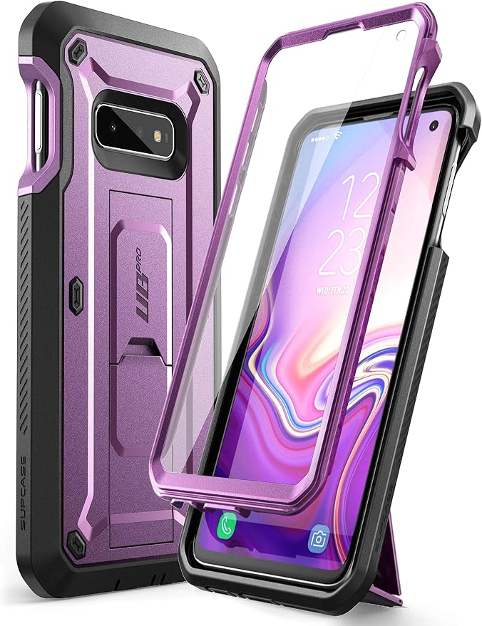 SUPCASE Unicorn Beetle Pro Series Designed for Samsung Galaxy S10e Case (2019 Release) Full-Body Dual Layer Rugged With Holster &amp Kickstand With Built-in Screen Protector (Black)