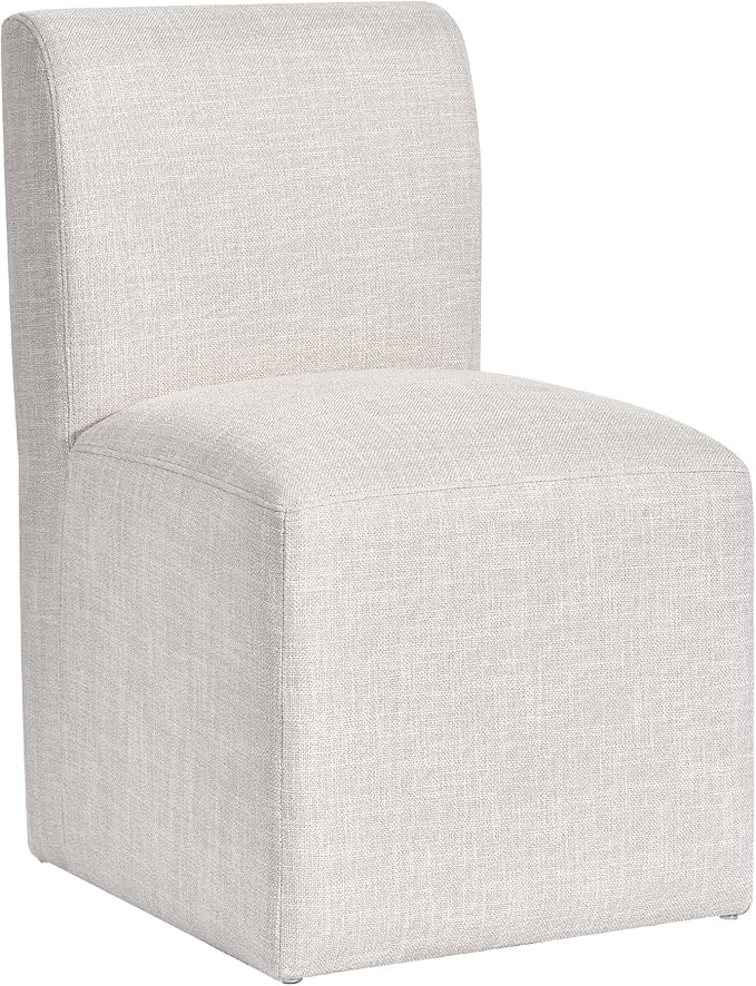 DUHOME Upholstered Dining Chair with Casters,Armless Modern Rolling Linen Dining Chairs with Wheels for Dining Room Bedroom Reading Room Living Room