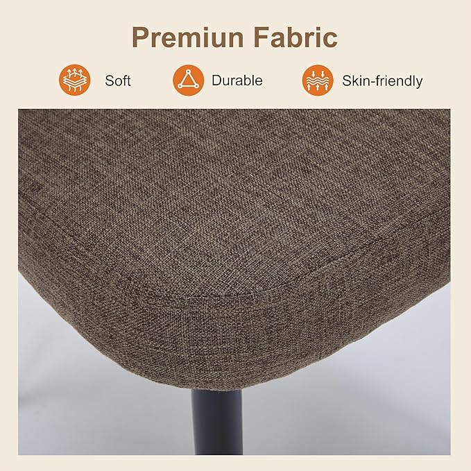 Modern Dining Chairs, Fabric Upholstered Accent Kitchen Chairs with Comfy Padded Seat & Sturdy Metal Legs, Side Farmhouse Chairs for Dining Room, Living Room, Restaurant (Brown, Set of 6)
