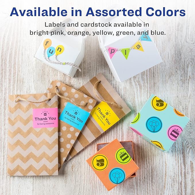 Avery Labels with Sure Feed, Assorted Bright Colors, 2" x 2-5/8", Laser/Inkjet, 150 Labels (4331) (Pack of 6)