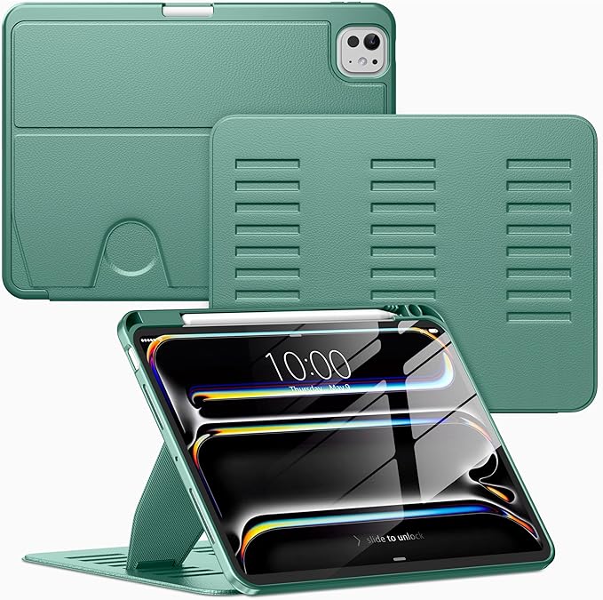 VIKESI Case for iPad Pro 11 inch (M5/M4) 2025/2024Multiple Angles Magnetic Stand CoverShockproof BackPencil Holderand Auto Sleep/WakeBlack