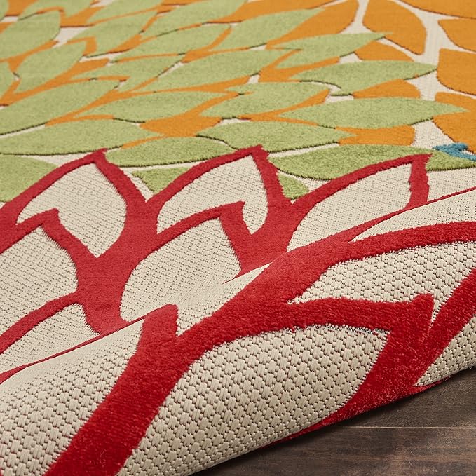Nourison Home Aloha 5' x Square Green Fabric Tropical Area Rug (5' Square)