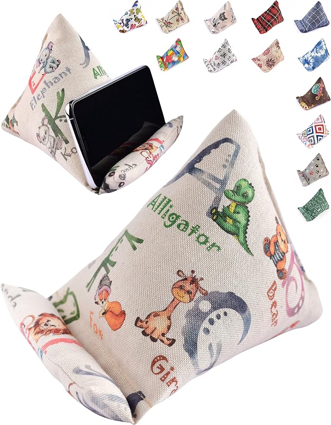 Handmade Phone Pillow Holder - The Wedge Mobile Device Stand - Fabric Phone Stand for All iPhones All Smartphones! 7 x 6.1 x 5.5 Inches (ABC)