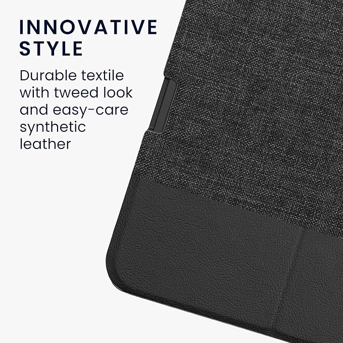 kwmobile Case Compatible with Apple iPad Pro 13 (2024) - Case PU Leather and Canvas Cover with Stand Feature - Anthracite/Black