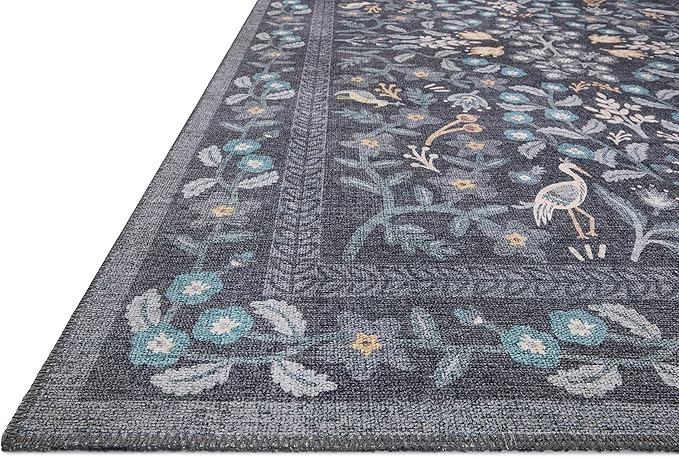 Loloi Rifle Paper Co. Maison Collection MAO-01 Nightingale Black 2'-6" x 7'-6", .19" Pile Height, Runner Rug