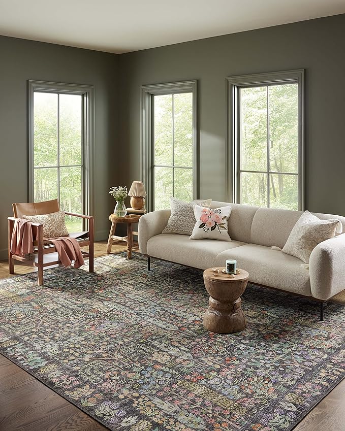 Loloi Rifle Paper Co. Maison Collection MAO-07 Charcoal 2'-6" x 9'-6", .19" Pile Height, Runner Rug
