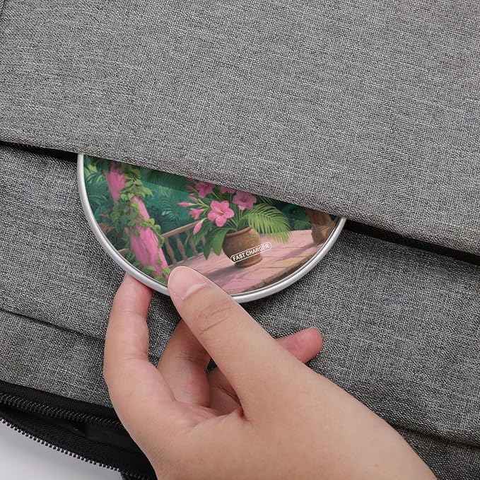 Tropical Flowers Palm Leaves Wireless Charger with USB CableAluminum Alloy Frame 10W Max Compatible Fast Wireless Charging Pad- 3.2ft Cable Included for Travel Home Office Desk