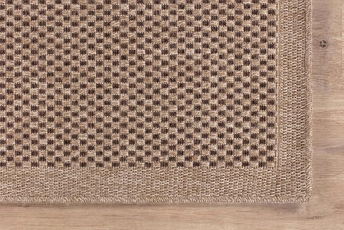 CAMILSON Easy Jute Rug 5x7, Indoor Outdoor Natural Color Fiber Area Rugs for Living Room Patio and Kitchen Rug, Sisal Boho Woven Design, Easy-Cleaning, Washable Outside Carpet Alfombras (5 x 7)