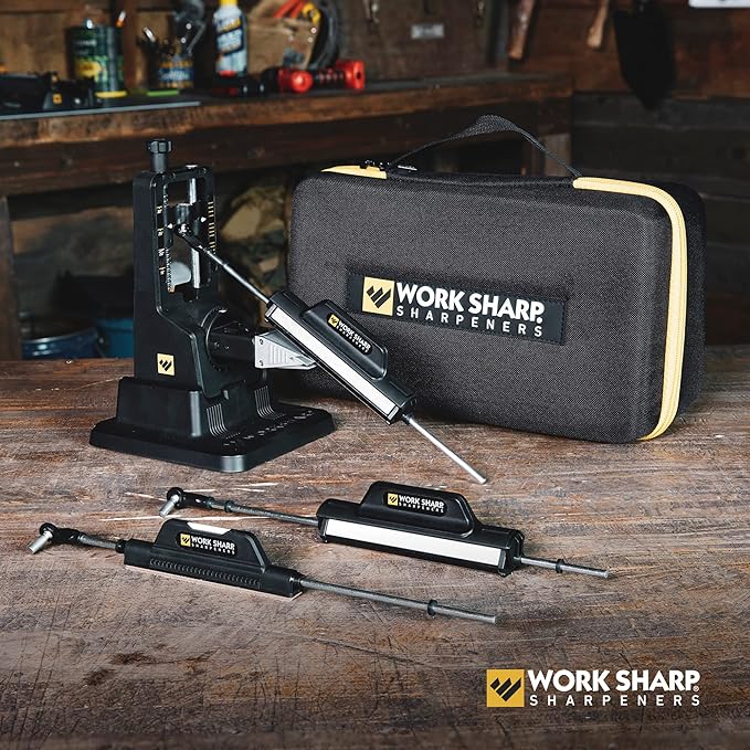 Work Sharp Precision Adjust Elite & Guided Field Knife Sharpener Kit - Professional Sharpening System for Kitchen, Pocket & Outdoor Knives - Complete 2-Piece Bundle Set