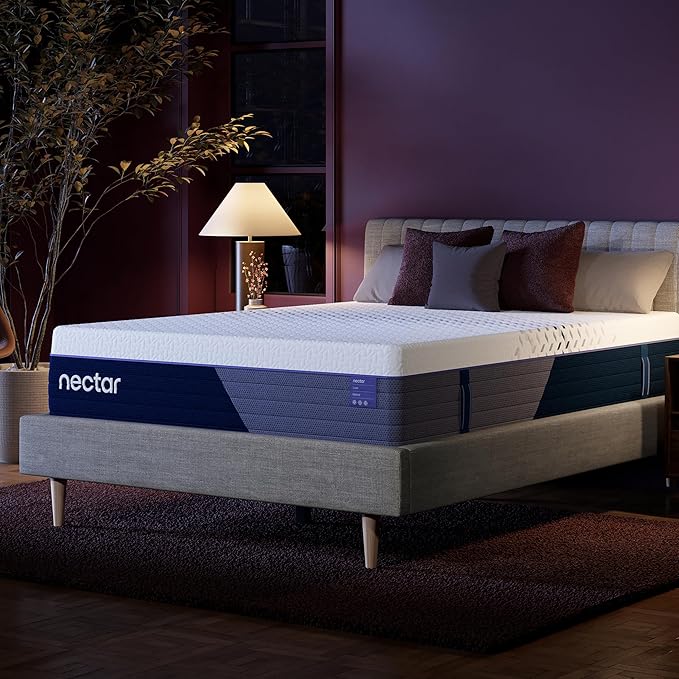 Nectar Luxe Hybrid 14” Twin XL Mattress - Medium Firm - Memory Foam & Innerspring Coils - Cooling Fibers - 3” Pressure Relief Layer - Mattress in a Box - 365-Night Trial & Forever Warranty