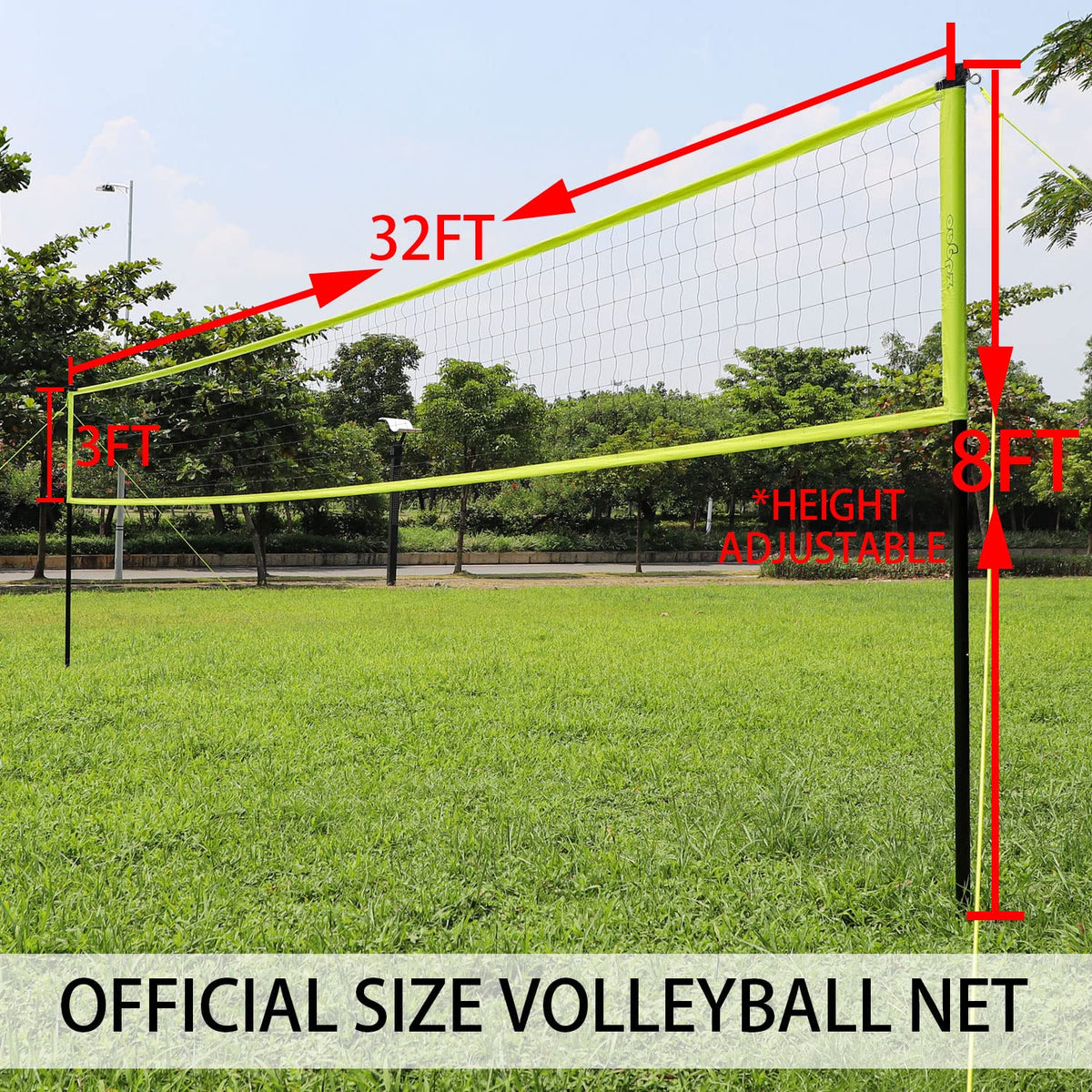 Zdgao 32FT Outdoor Portable Adjustable Height Volleyball Net System