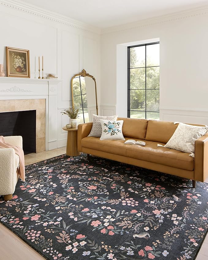 Loloi Rifle Paper Co. Maison Collection MAO-04 Tuileries Black 2'-3" x 3'-9", .19" Pile Height, Accent Rug